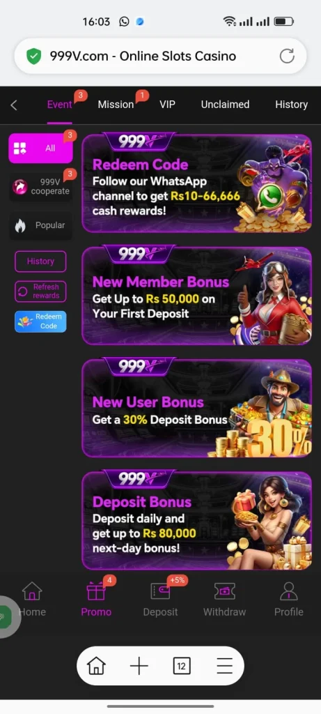 999V Game Deposit Bonus
